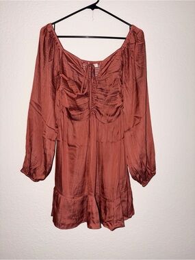 Promesa rouched, long sleeve, mini dress